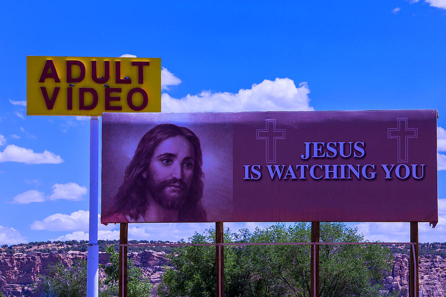 Sign Photograph - Adult Video With Billboard by Garry Gay