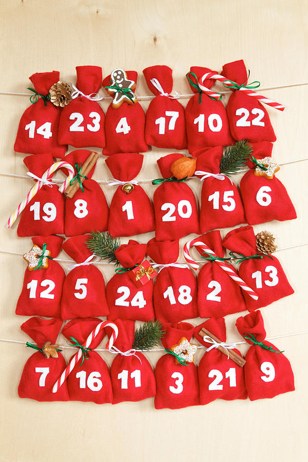 Advent Calendar With Little Bags Photograph by AntiMartina