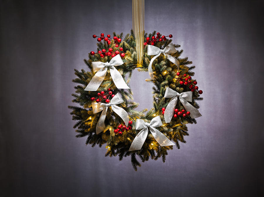 Advent wreath over silver background Photograph by U Schade