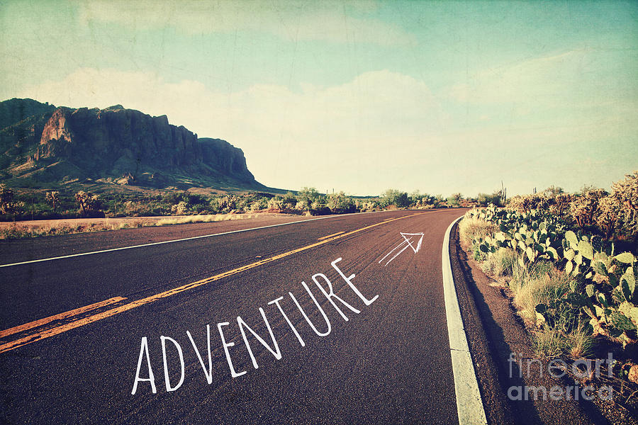 Typography Photograph - Adventure by Sylvia Cook