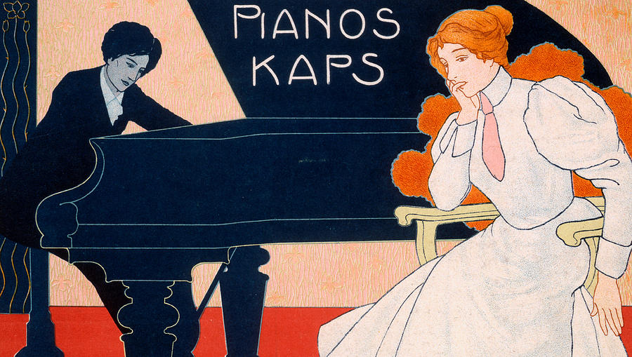 Advertisement for Kaps Pianos Painting by Hans Pfaff