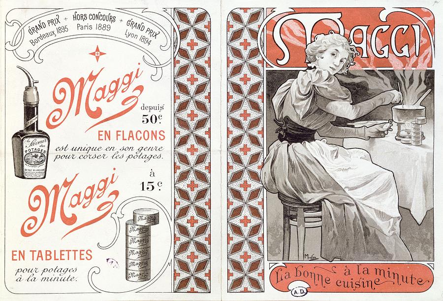 Alphonse Marie Mucha Painting - Advertisement For Maggi, Late 19th Century Colour Litho by Alphonse Marie Mucha