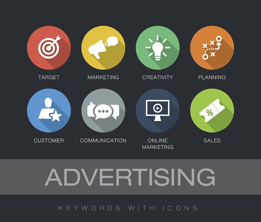 Advertising keywords with icons Drawing by Enisaksoy