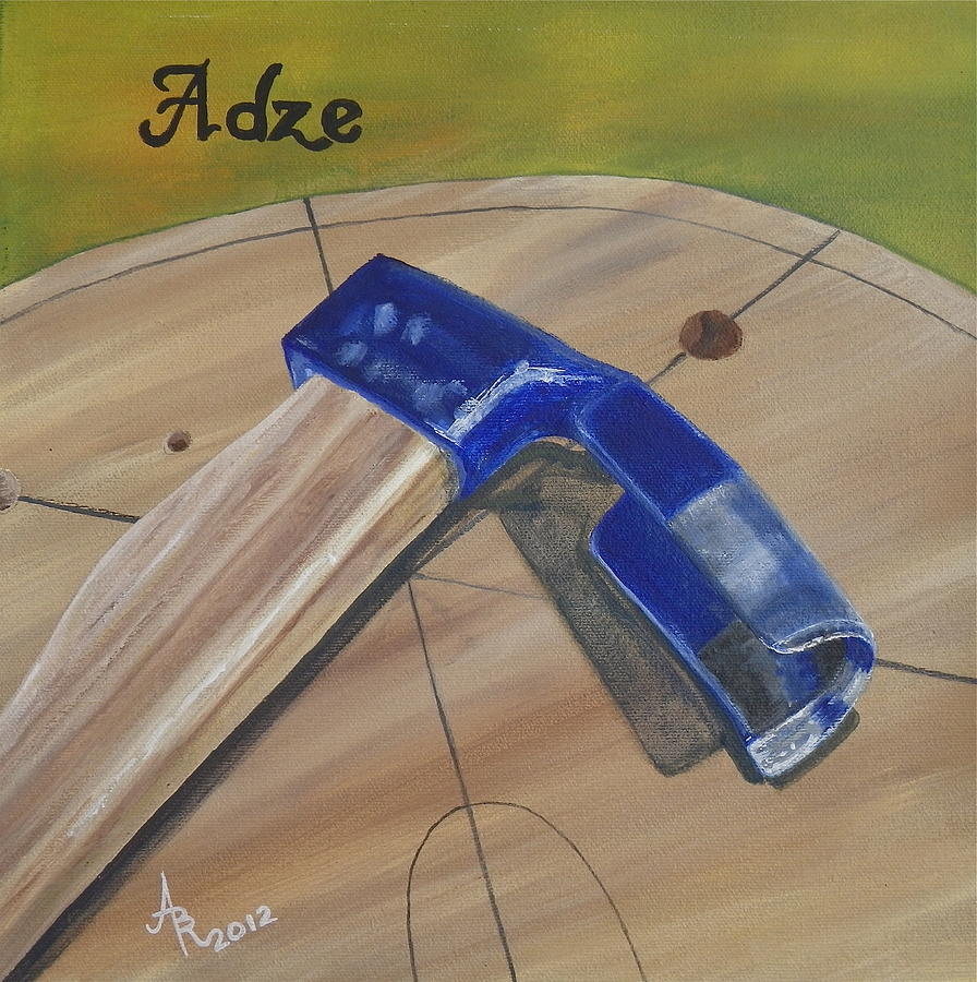Adze Old Tool of a Woodworker Painting by Anna Ruzsan