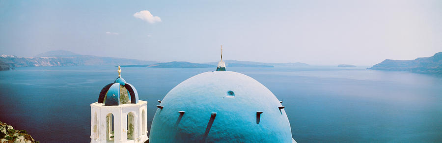 Architecture Photograph - Aegean Sea & Church Santorini Isl Greece by Panoramic Images