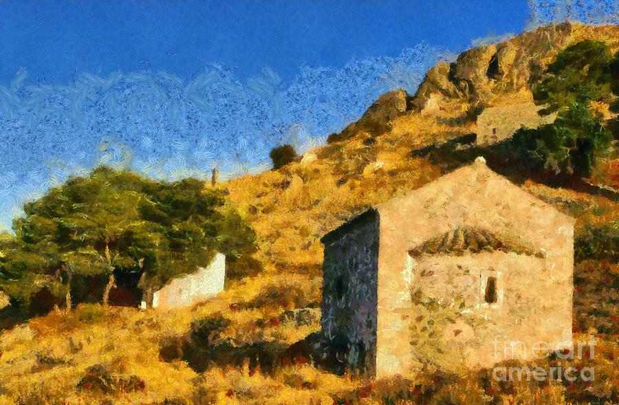 Paleochora in Aegina island Painting by George Atsametakis