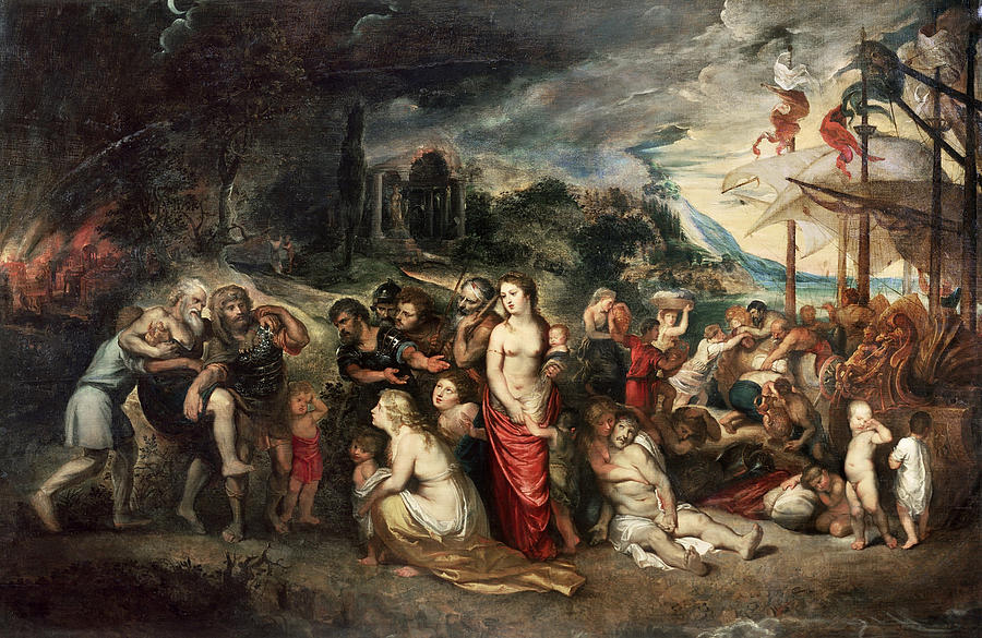 Aeneas And His Family Departing From Troy Painting by Peter Paul Rubens