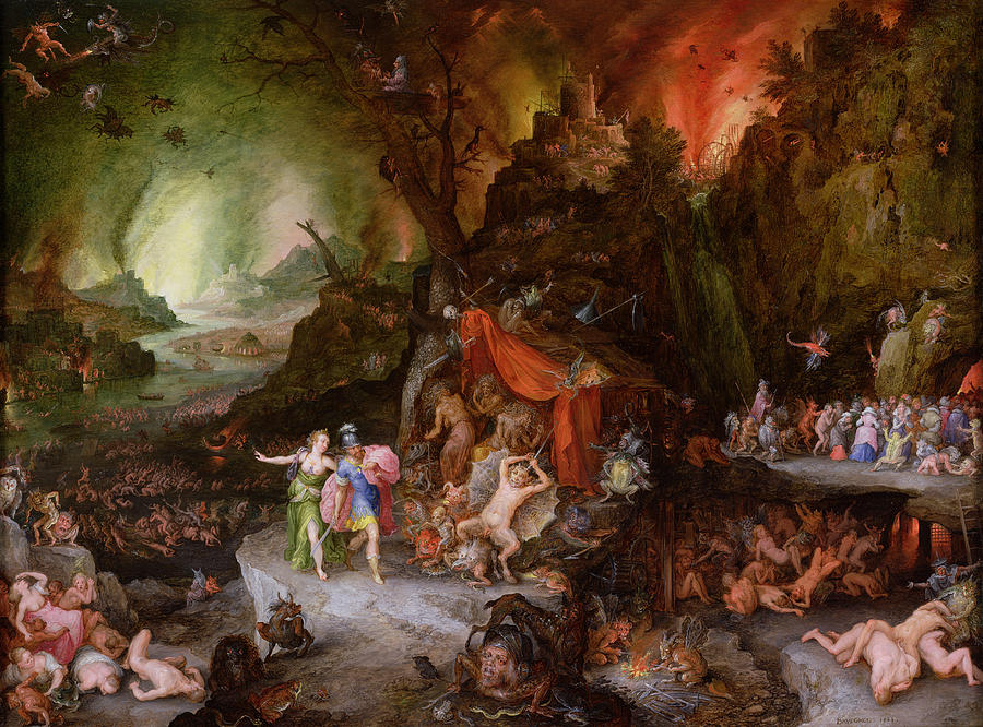 Castle Photograph - Aeneas And The Sibyl In The Underworld, 1598 Oil On Copper by Jan the Elder Brueghel