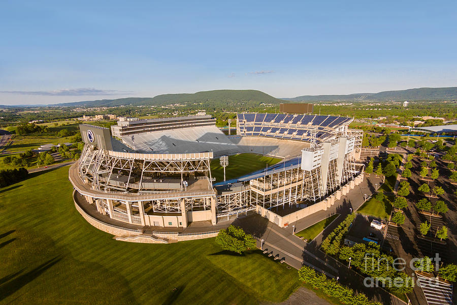 Aerial Beaver Stadium with Mount Nittany Photograph by William Ames