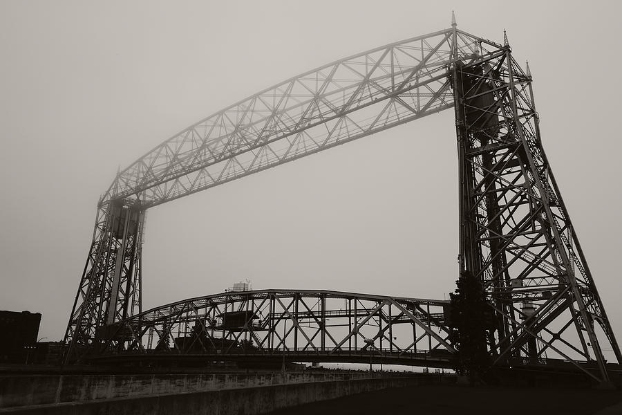 Aerial Bridge in the Fog Photograph by Hermes Fine Art