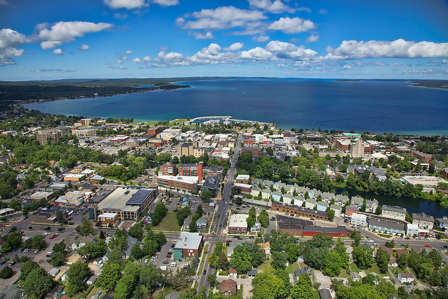 Aerial downtown Traverse City Michigan Photograph by Joey Lax-Salinas ...