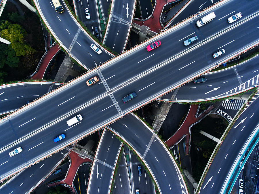Aerial highway junction Photograph by DKart
