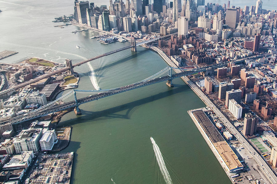 Aerial Image Of Bridges Entering Lower Photograph by Brett Beyer Aerial Image Of Bridges Entering Lower Photograph by Brett Beyer