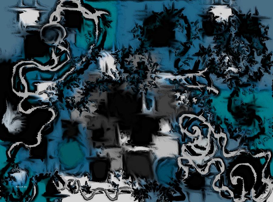 Aerial Map Abstract in Blue Digital Art by Barbara St Jean