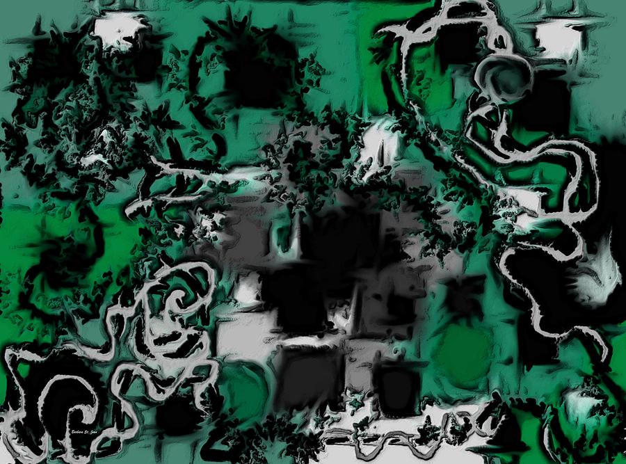 Aerial Map Abstract in Green Digital Art by Barbara St Jean
