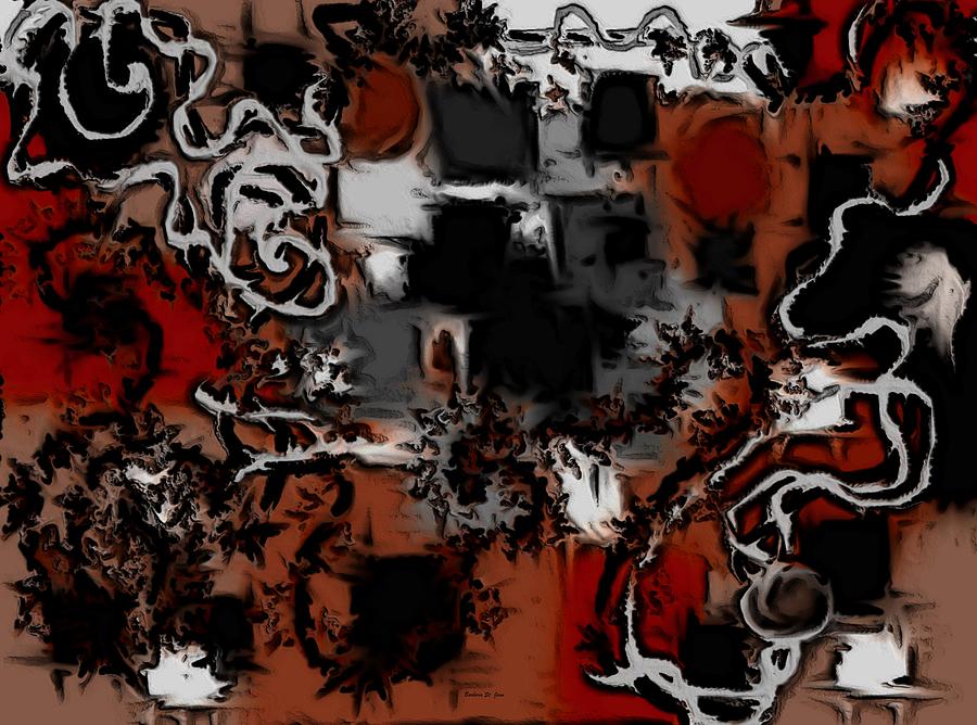 Aerial Map Abstract in Red Digital Art by Barbara St Jean