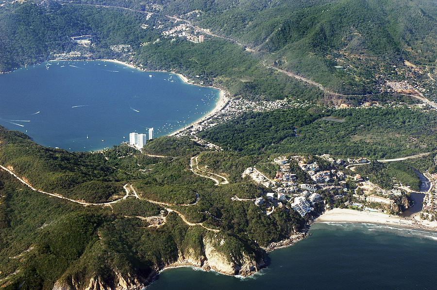 Castle Photograph - Aerial  of Acapulco Bay Mexico from Both Sides by Jodi Jacobson