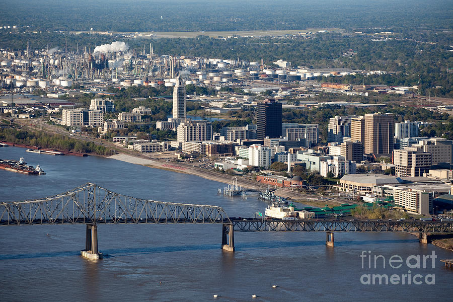 Baton Rouge Photograph - Aerial of Baton Rouge by Bill Cobb