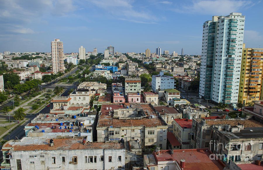 Aerial Of Downtown Havana, Cuba Photograph by Bill Bachmann - Fine Art ...