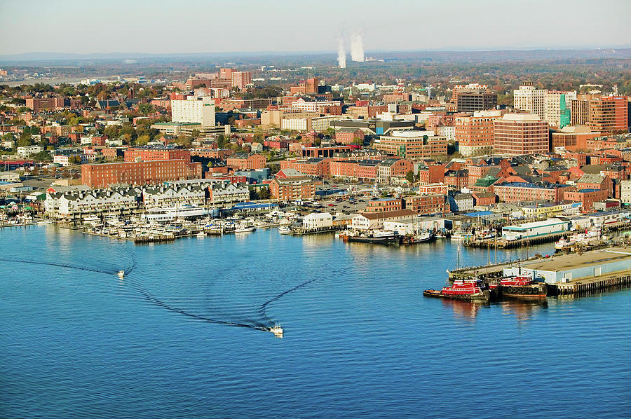 Aerial Of Downtown Portland Harbor Photograph by Panoramic Images