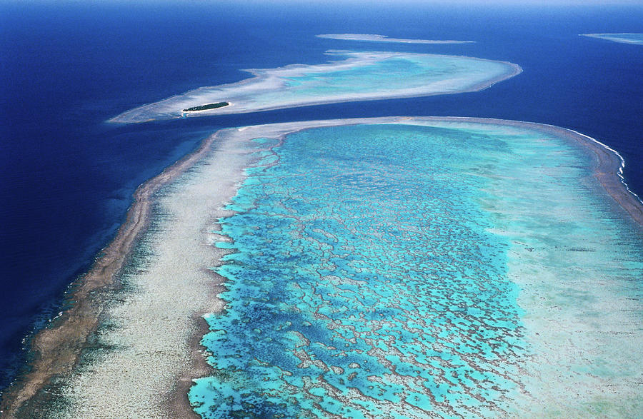Aerial Of Heron Island And Wistari Reef Photograph by Holger Leue