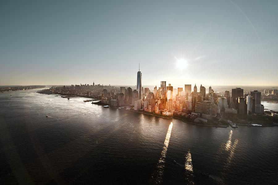 Aerial of Manhattan, NYC at sunrise Photograph by Howard Kingsnorth