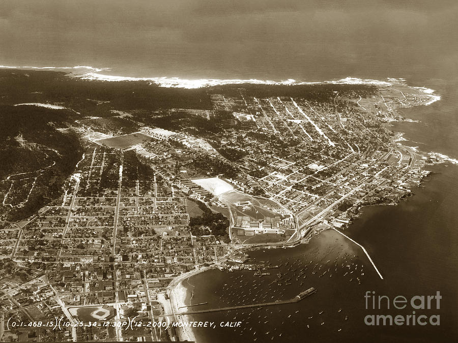 Monterey Photograph - Aerial  of Monterey Calif. Oct. 25 1934 by Monterey County Historical Society