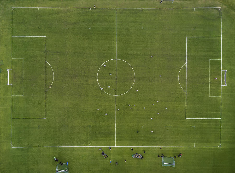 Aerial of Soccer or Football field, Iceland Photograph by Arctic-Images