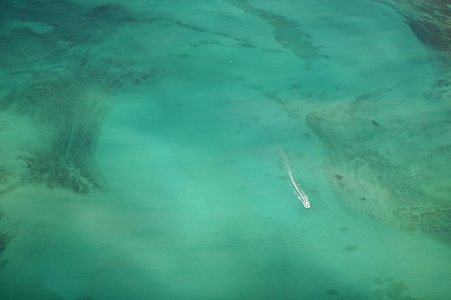 Aerial Of Turquoise Waters With Passing Photograph by Merten Snijders Aerial Of Turquoise Waters With Passing Photograph by Merten Snijders