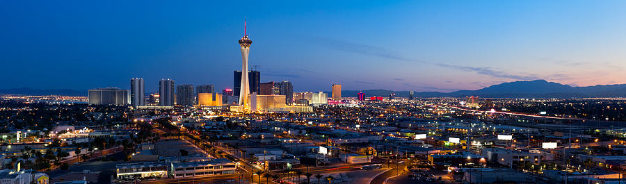 Aerial Panoramic View of Las Vegas at Dusk Photograph by Chrisp0