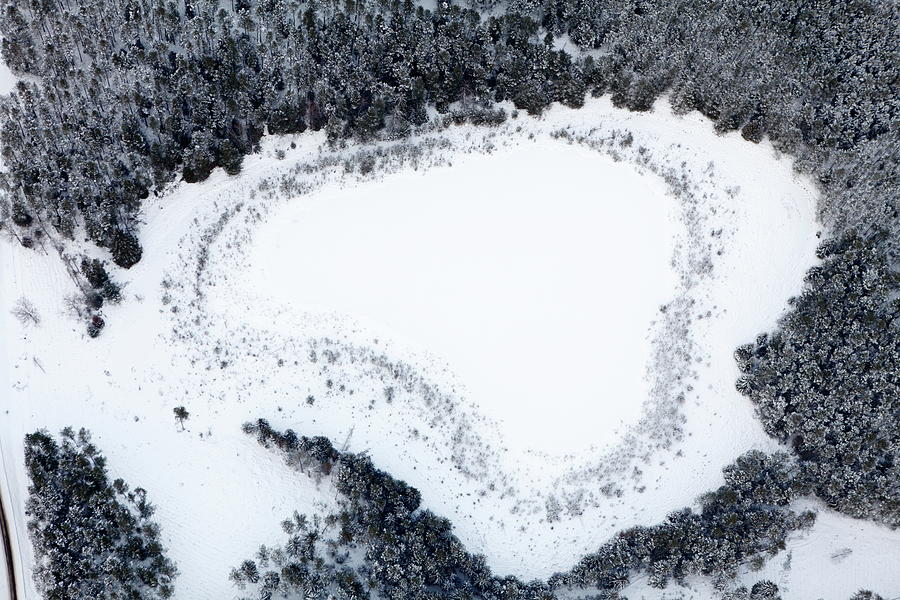 Aerial Photo Of A Frozen Lake Photograph by Dariuszpa
