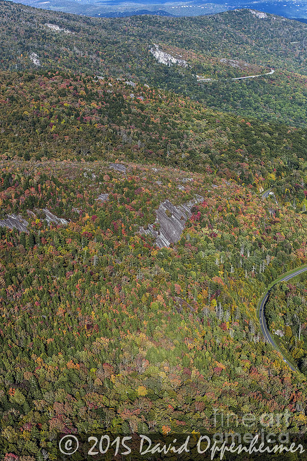 Aerial Photo of Fall Colors on the Blue Ridge Parkway Photograph by David Oppenheimer