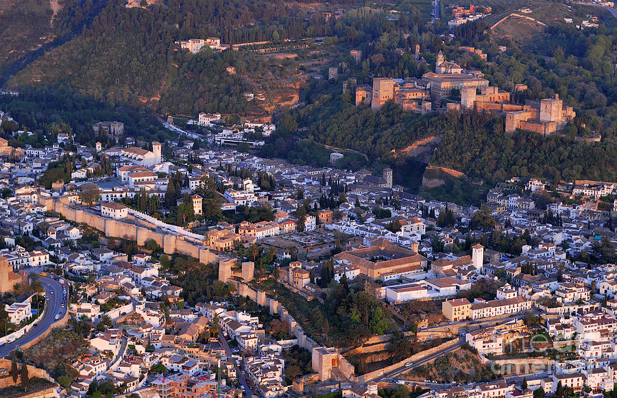 Alhambra Photograph - Aerial photo The Alhambra Granada by Guido Montanes Castillo