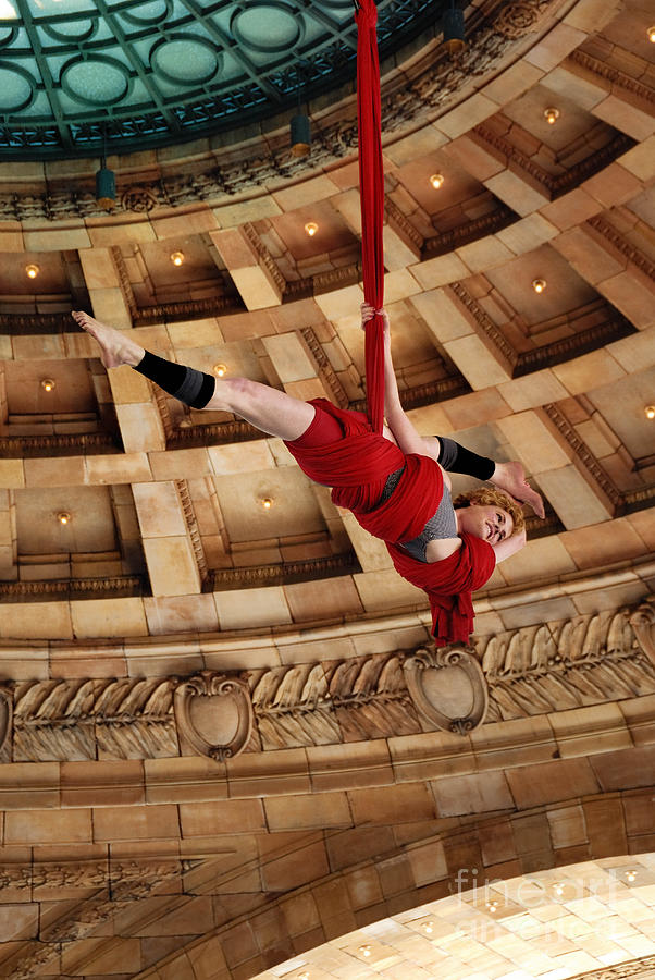Aerial Ribbon Performer at Pennsylvanian Grand Rotunda Photograph by Amy Cicconi