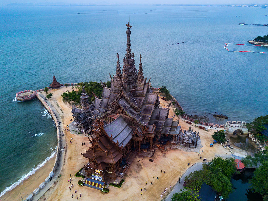 Aerial shoot of Ancient sanctuary in Pattaya. Photograph by Kampee Patisena