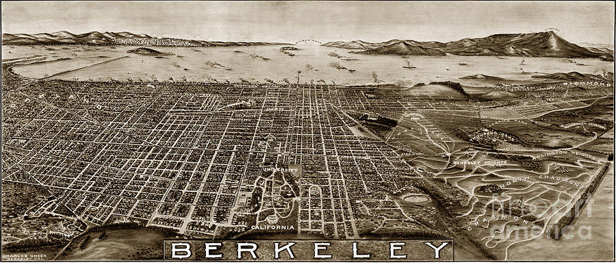Berkeley Photograph - Aerial view Berkeley California 1909 by Monterey County Historical Society
