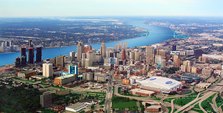 Aerial view - Detroit Michigan Photograph by Photo by Mike Kline (notkalvin)