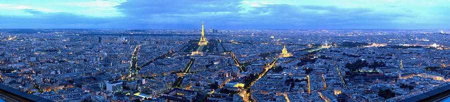 Aerial View Of A City At Dusk, Paris Photograph by Panoramic Images