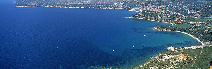 Nature Photograph - Aerial View Of A Coastline, Cote Dazur by Panoramic Images