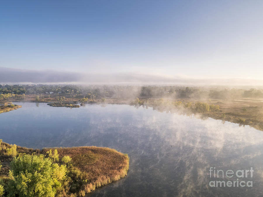 Aerial View Of A Foggy Lake Photograph by Marek Uliasz