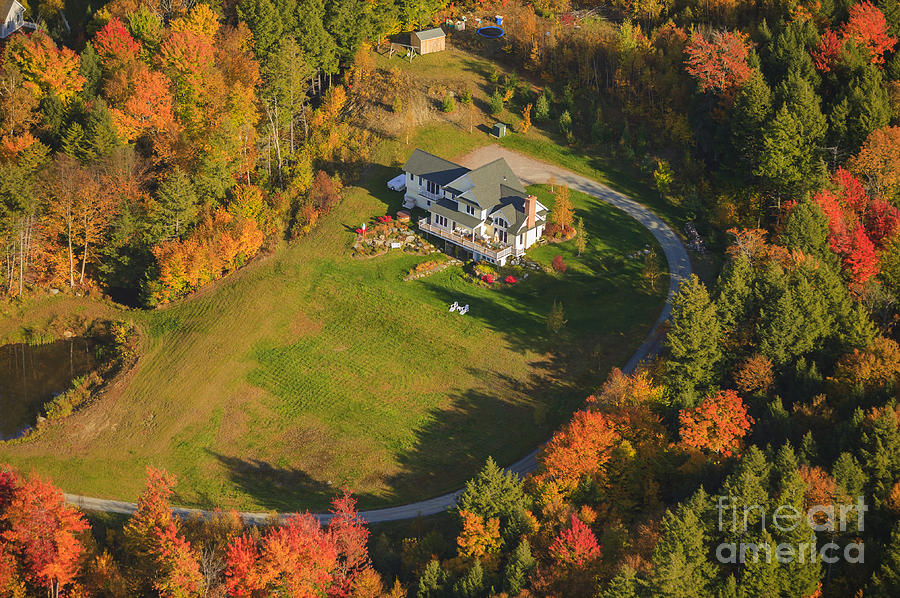Aerial view of a private residence in Vermont USA Photograph by Don Landwehrle