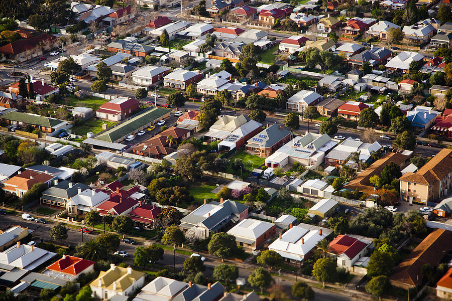 Aerial view of a suburb Photograph by Tobias Titz