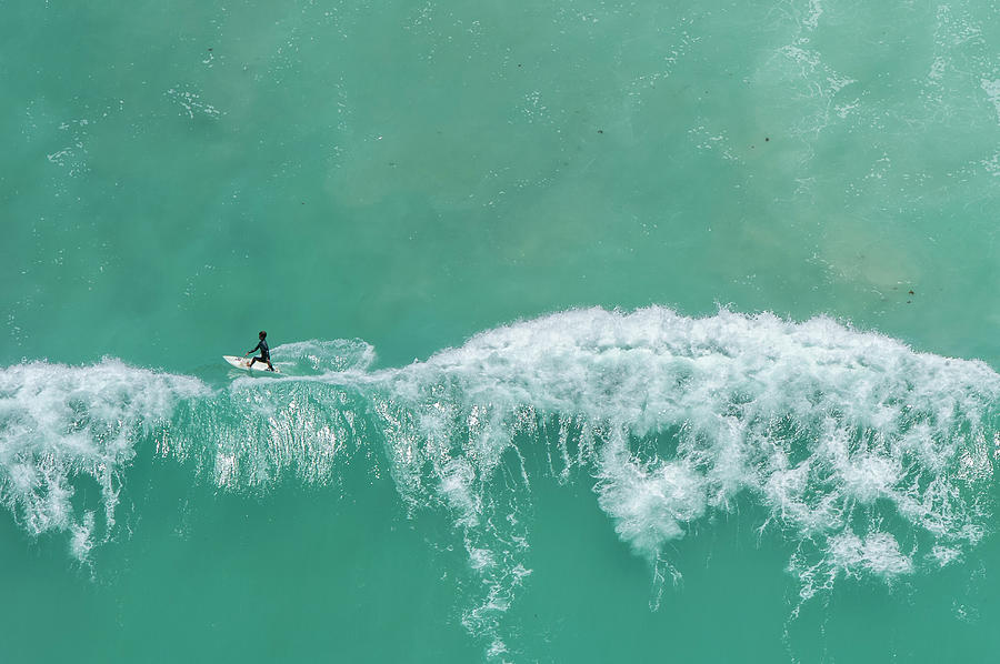 Aerial View Of A Surfer, Western Cape Photograph by Peter Chadwick