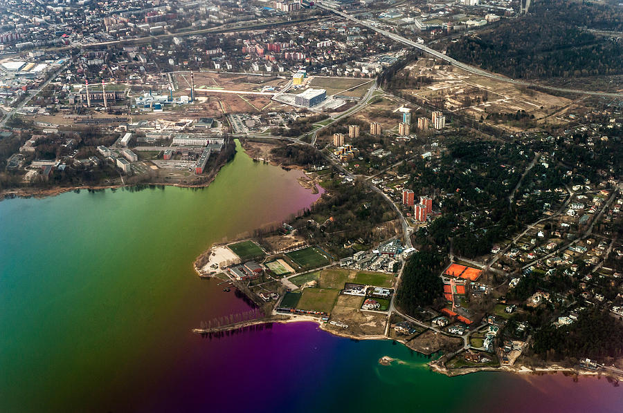Aerial View of Bay. Rainbow Earth Photograph by Jenny Rainbow