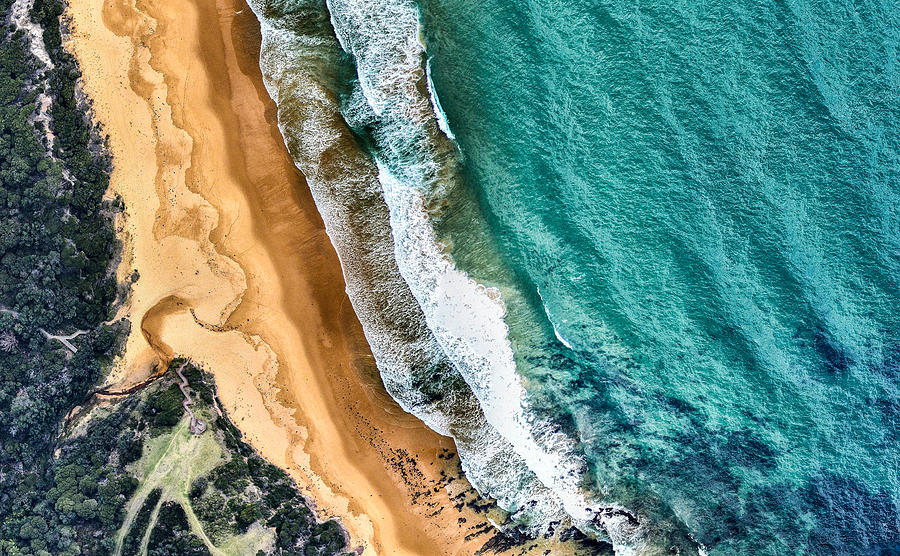 Aerial view of beach and ocean. Victoria, Australia Photograph by Nearmap