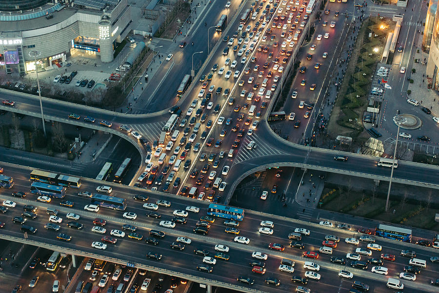 Aerial View of Beijing Traffic Jam Photograph by Dong Wenjie