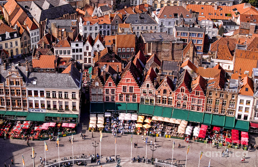 Aerial View Of Belgium Market Place Photograph by Bill Bachmann
