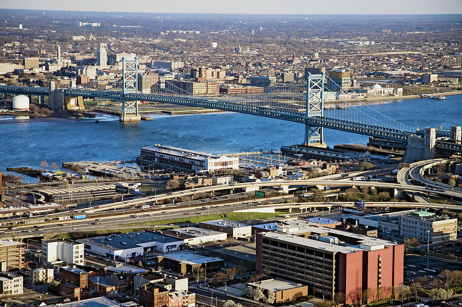 Aerial View Of Ben Franklin Bridge Photograph by Panoramic Images