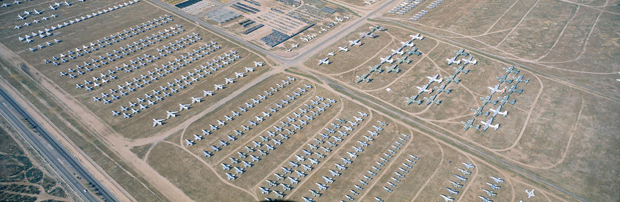 Airport Photograph - Aerial View Of Bone Yard, F4 Fighter by Panoramic Images