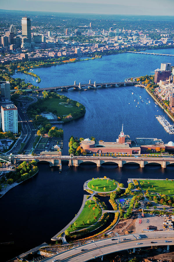 Boston Photograph - Aerial View Of Bridges Crossing Charles by Panoramic Images